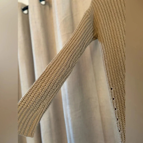 Arizona Jean Co. Size S Open Long Cardigan. Tan with distressed design. - Picture 3 of 5